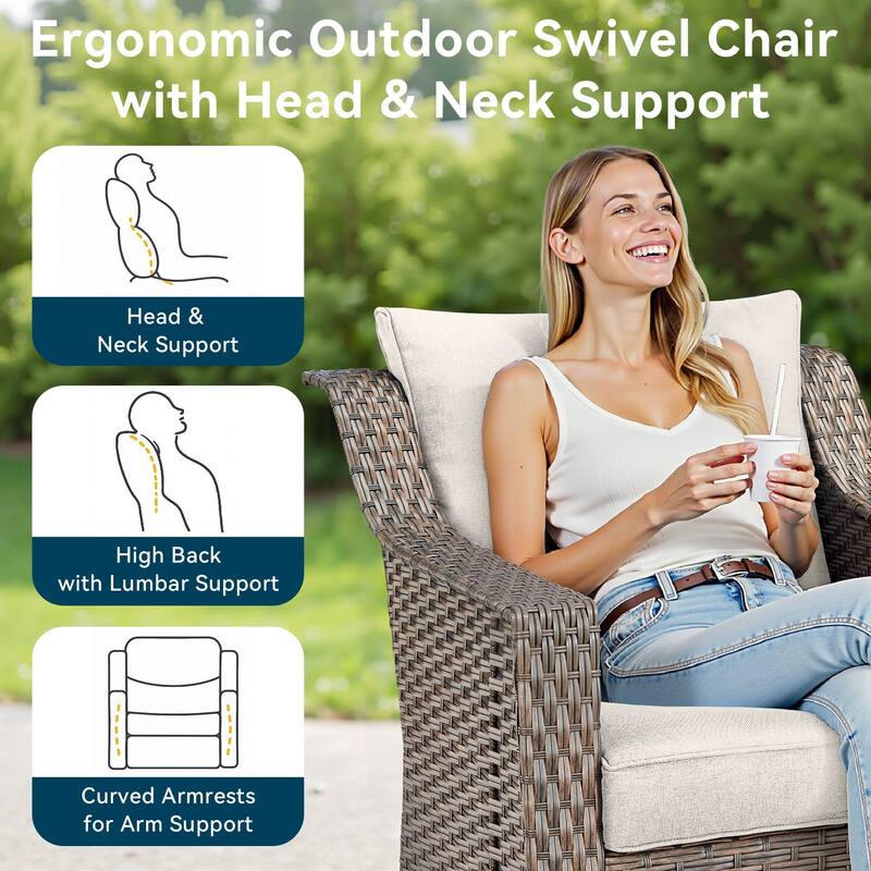 Pocassy All-Weather Rattan Patio Funiture Set