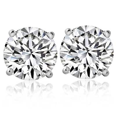 2 1/4 Ct T.W. Round Cut Diamond Studs Lab Grown White Gold