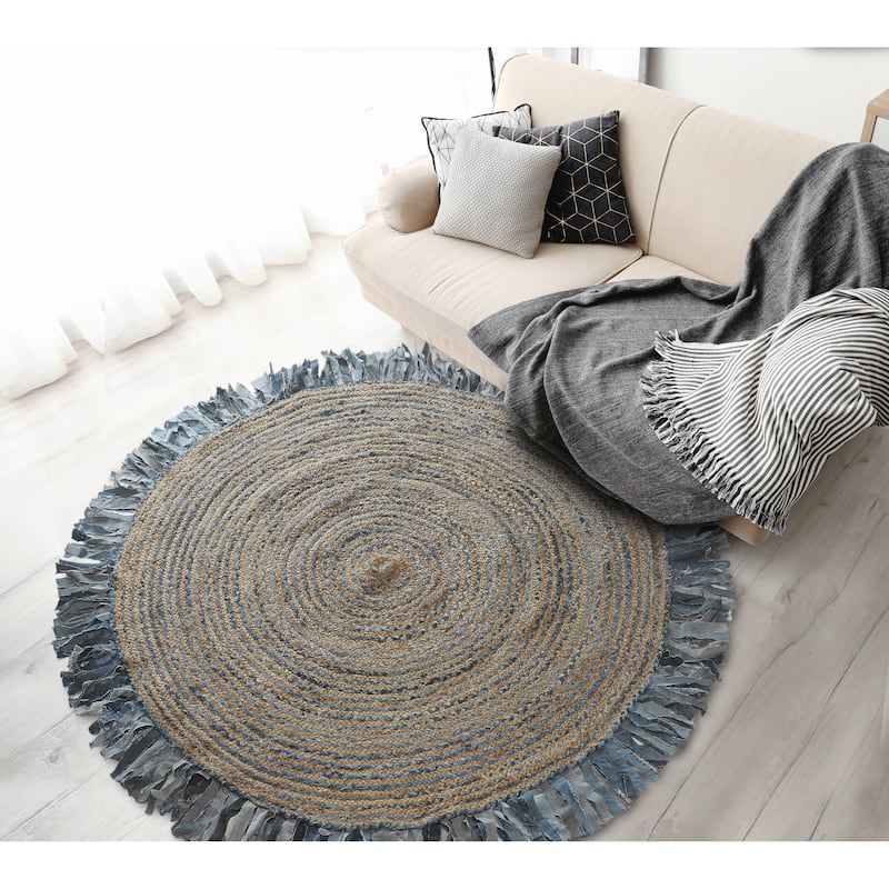 Bera Boho Braided Fringed Jute Indoor Area Rug by Sevita