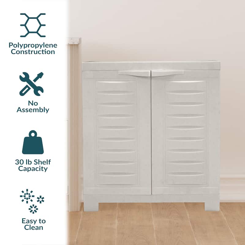 Sunnydaze Plastic Garage Storage Cabinet with Adjustable Shelf