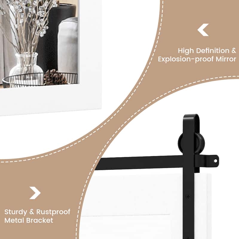 Costway 30''x22'' Wall Mount Mirror Decor Vanity Mirror Wood Frame - See Details