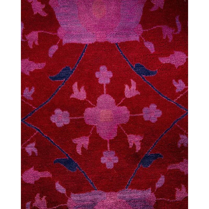 Overton Handknotted Wool Vintage Inspired Contemporary Overdyed Red Area Rug - 13' 3" x 12' 1"