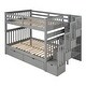 preview thumbnail 6 of 22, Full Over Full Bunk Bed Wooden Storage Bed with Storage Stairs, 2 Bedend Drawers and Side Book Shelf, Convertible Platform Bed