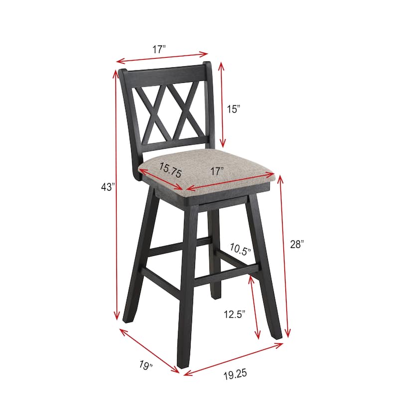 Brookline Wooden Linen Swivel Dining Room Barstool