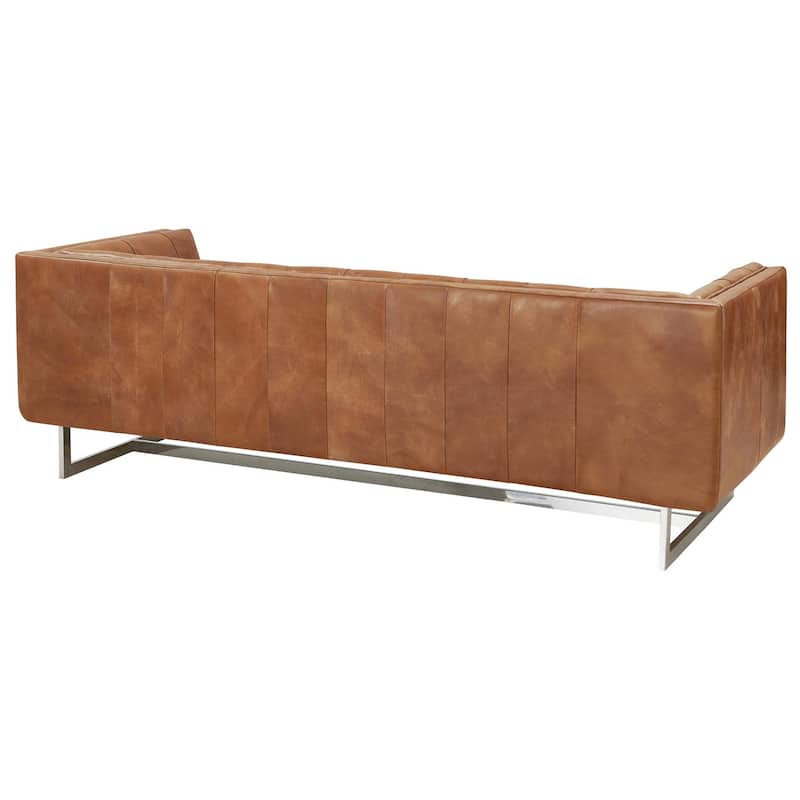Taylor Contemporary Tufted Sofa - Light Brown Leather