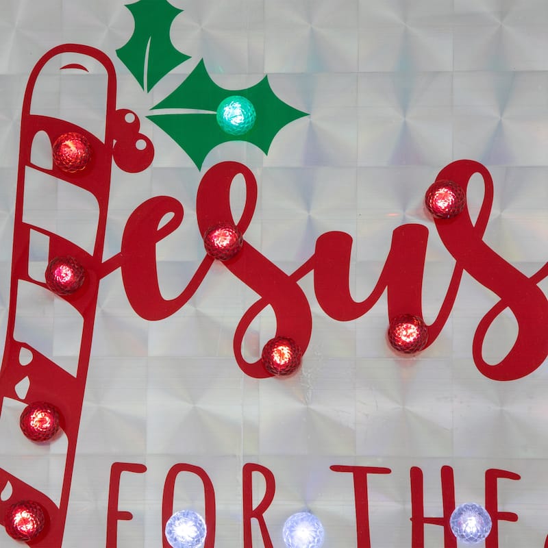 43" LED Lighted Holographic Jesus is the Reason Outdoor Christmas Sign