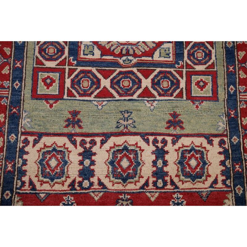 Kazak Foyer Rug Hand-Knotted Oriental Wool Carpet - 3'2" x 5'5"