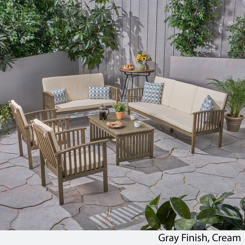 Carolina Outdoor 5-pc. Acacia Conversational Set by Christopher Knight Home