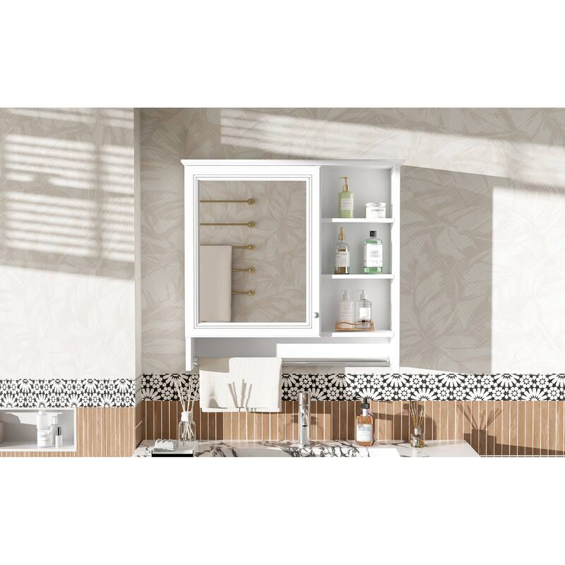 Roomfitters 30 Inch Wall Mount 2-in-1 Mirror Cabinet, Storage Organizer with Adjustable Shelf & Soft Close Hinges