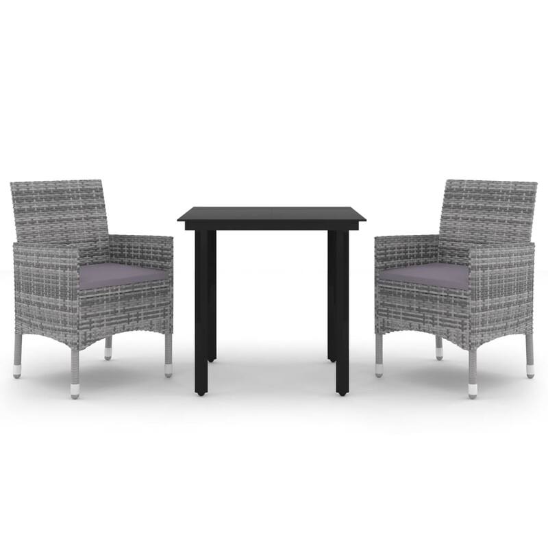 vidaXL Patio Dining Set Outdoor Table and Chair Set Poly Rattan and Glass