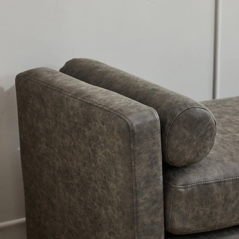 ​66" Upholstered Storage Bench - PU with Bolster Pillows
