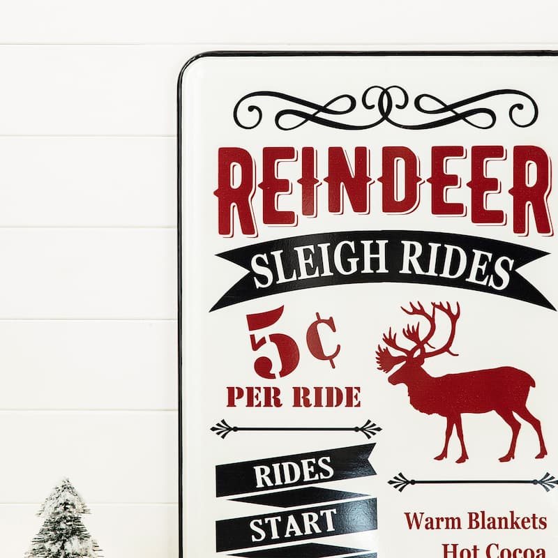 Glitzhome Christmas Farmhouse Metal Reindeer Wall Sign Decor