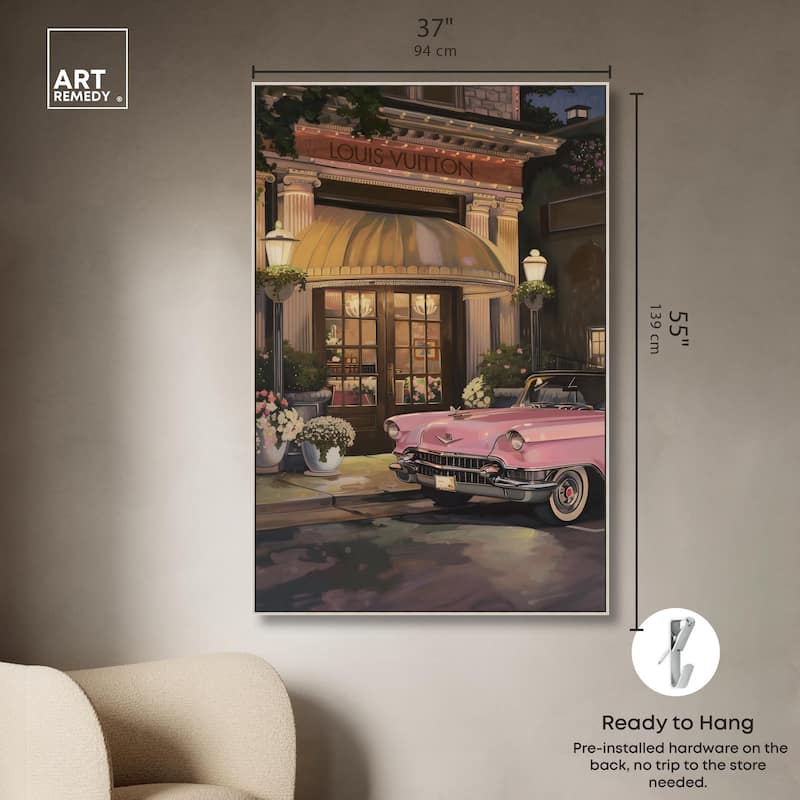 Classic Car Store Visit Canvas by Art Remedy