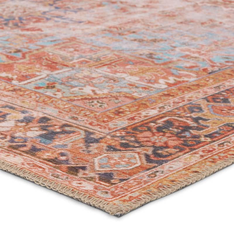 Matias Machine Washable Medallion Rust/Navy Rug