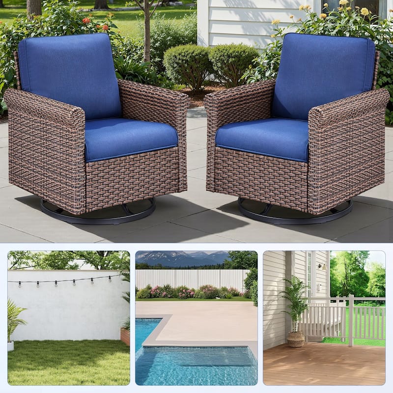 Pocassy Outdoor Sofa Swivel Chairs Patio Chair Funiture Set