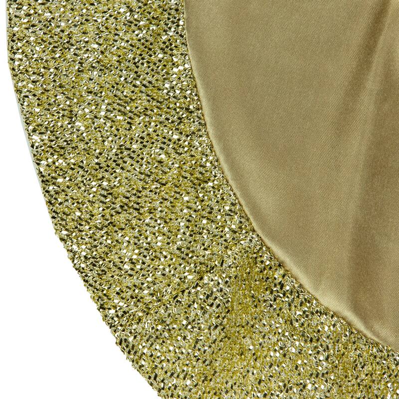 20" Gold Mini Christmas Tree Skirt with Tinsel Trim
