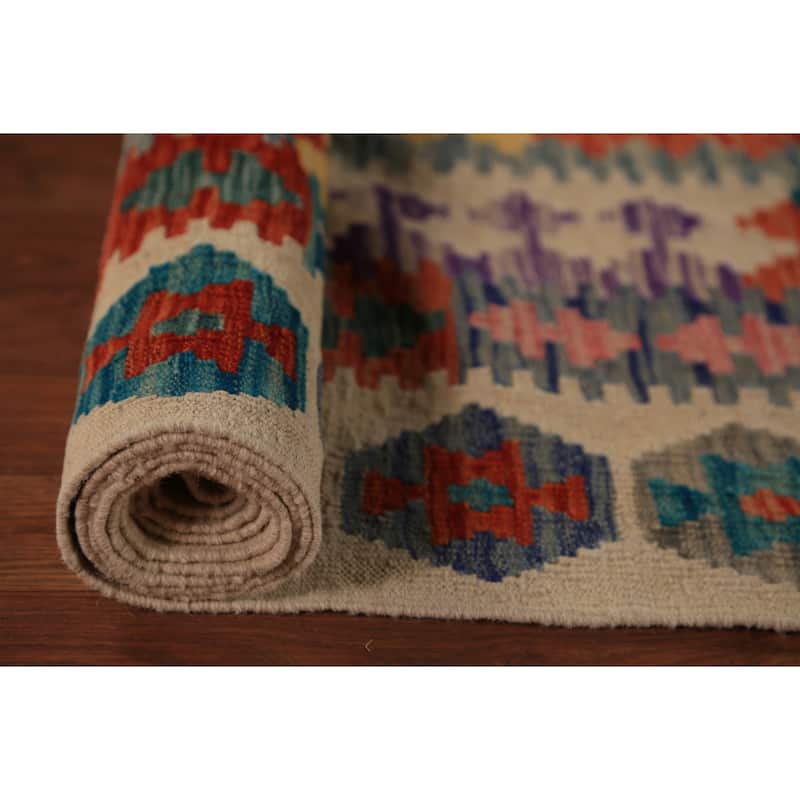 Reversible Kilim Oriental Area Rug Flatweave Wool Carpet - 8'2"x 11'5"