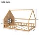 preview thumbnail 26 of 31, Full Size Wood House Bed with LED, Window and Fence