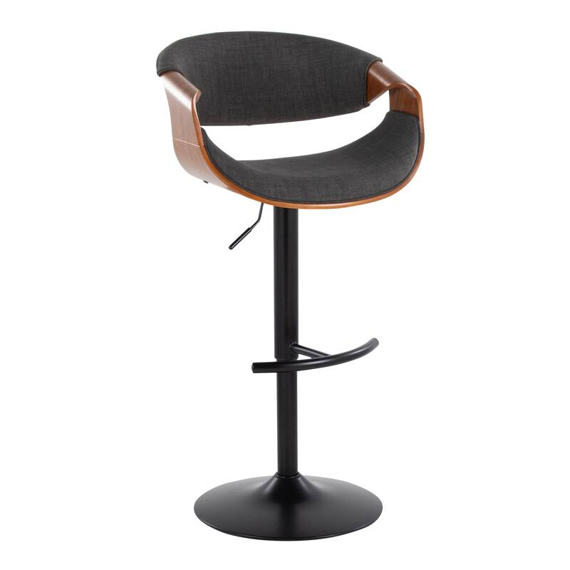 Carson Carrington Sauda Adjustable Bar Stool with Rounded T Footrest (Set of 2) - Charcoal Fabric/Black Metal