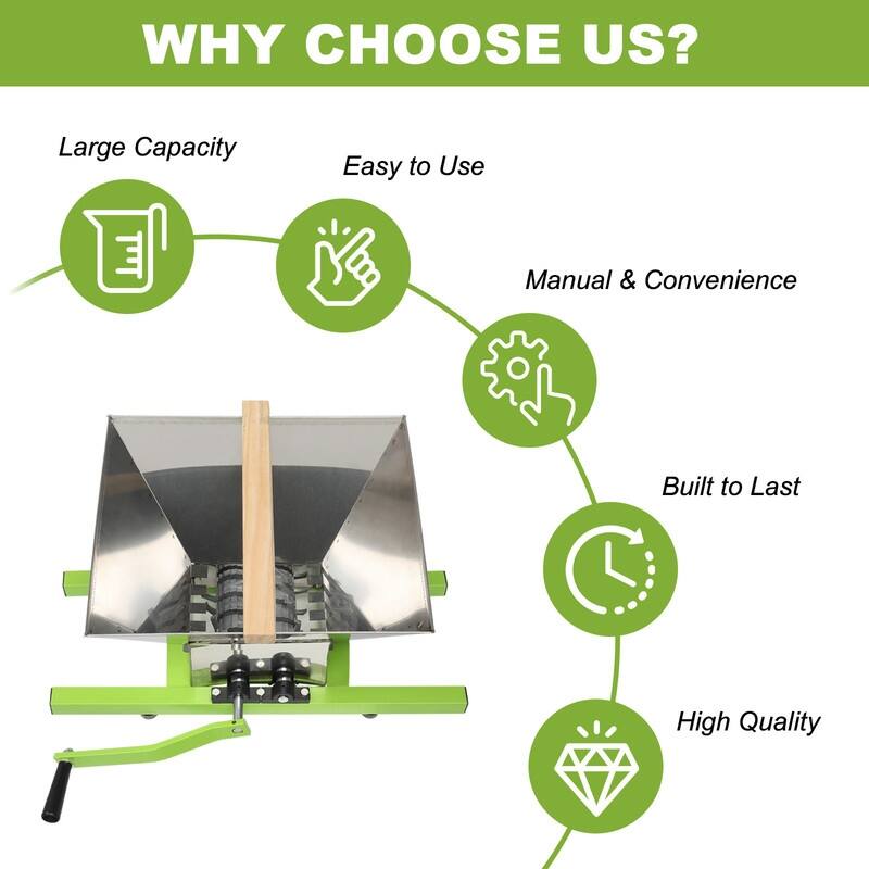 7L(1.8 Gal) Manual Juicer Grinder Fruit Scratter Pulper for Wine and Cider Manual Pressing