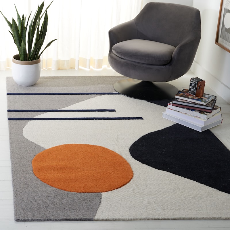 SAFAVIEH Handmade Rodeo Drive Mya Mid-Century Modern Wool Rug - 6' x 9' - Grey/Black