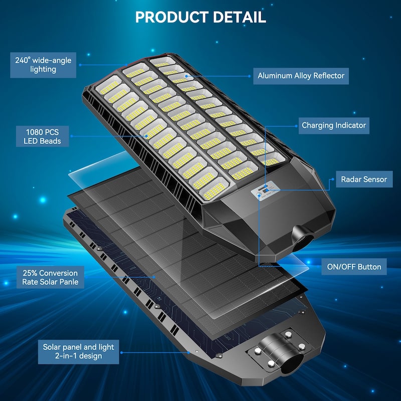 Solar Street Light with Motion Sensor Remote - 9500W