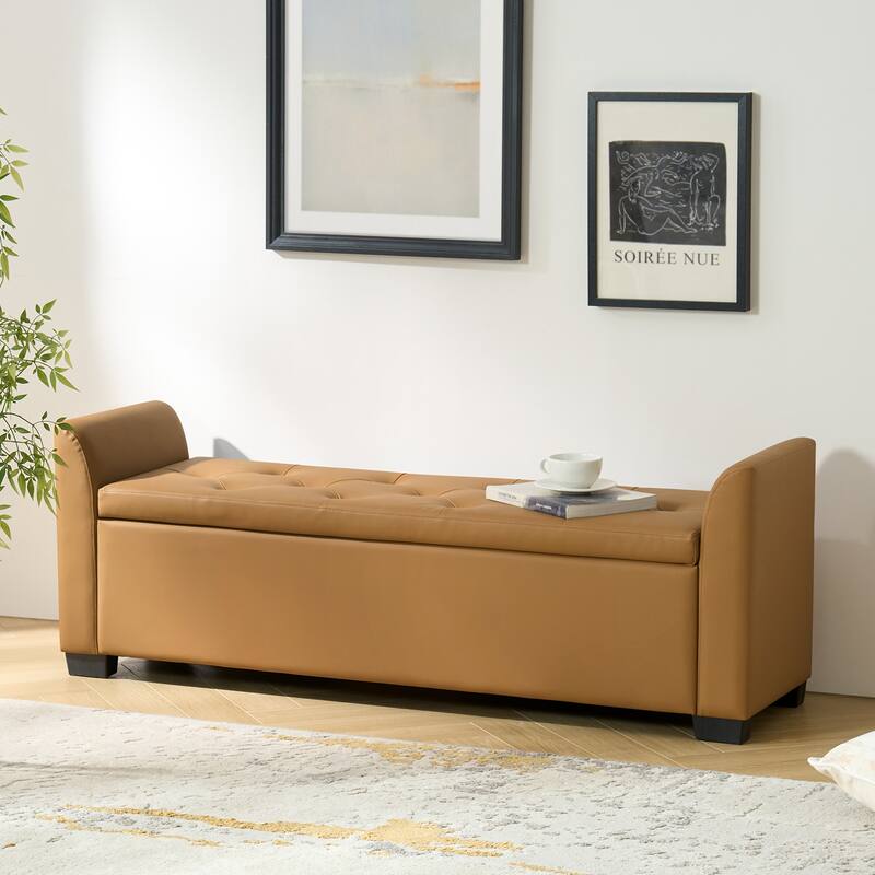 Laura Traditional 57.75"Wide Tufted Storage Bench by HULALA HOME
