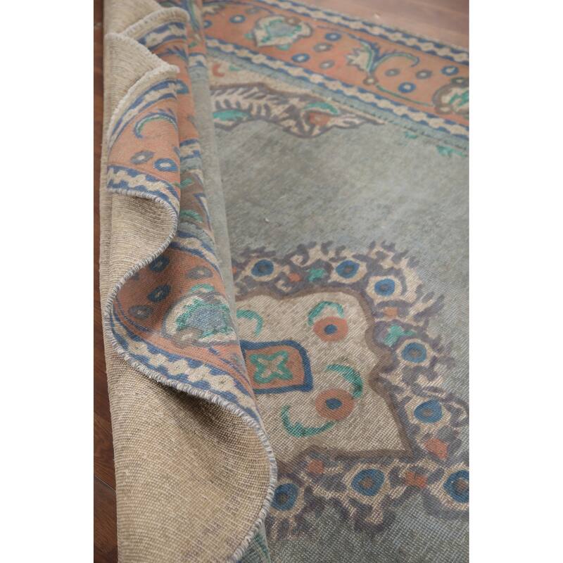 Hand Knotted Oriental 100% Wool Carpet Traditional Medallion Greys & Charcoal Tabriz Area Rug - 9' 6'' X 6' 9''