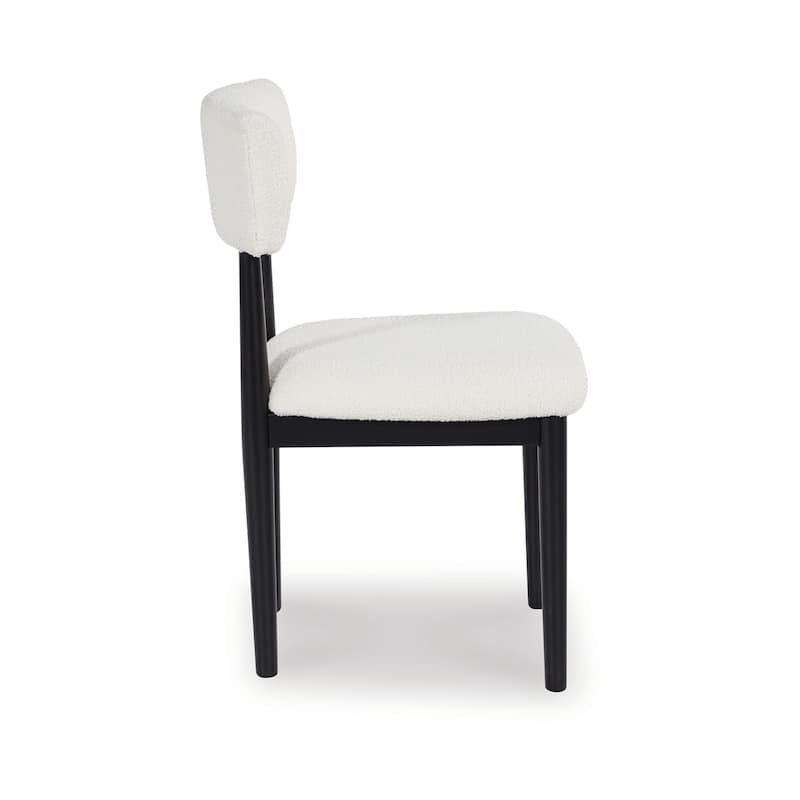 Dae Dining Side Chair Set of 2, White Cushioned Seat, Black Wood Legs