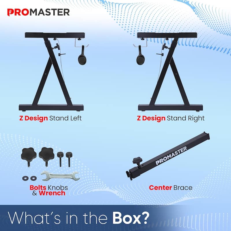 Piano Keyboard Stand - 20-34 Inches Adjustable, Portable, Universal, Foam-Padded Arms, Designed Z Style, Digital Music