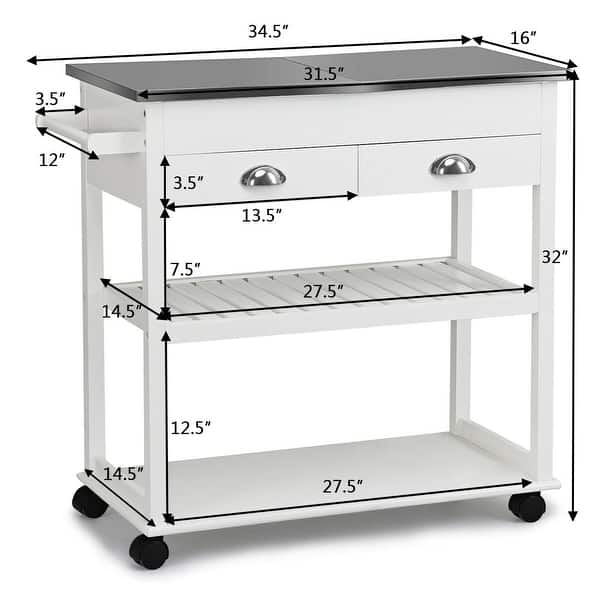 Rolling Kitchen Island Trolley Cart Stainless Steel Flip Tabletop Overstock 16745928