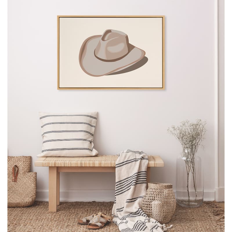 Sylvie Cowgirl Hat Landscape Framed Canvas by Honey Island Studio