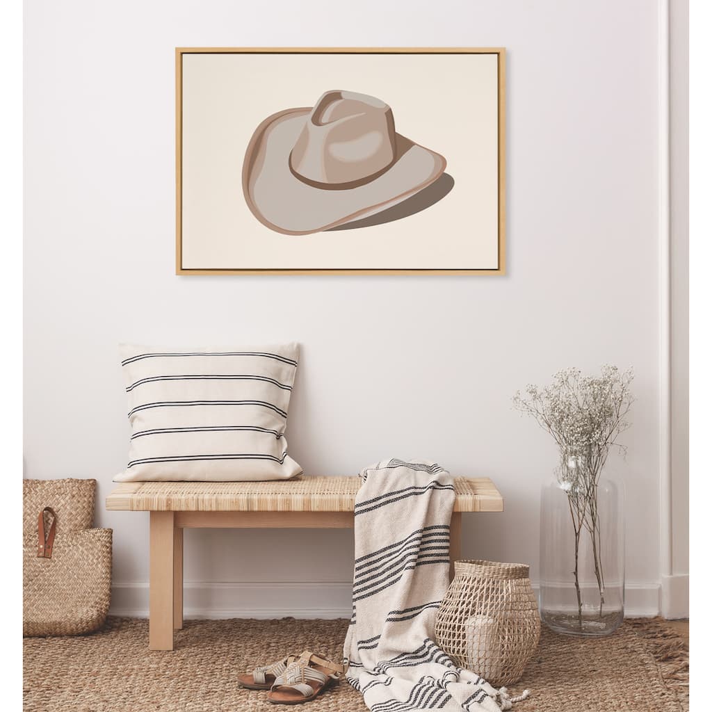 Sylvie Cowgirl Hat Landscape Framed Canvas by Honey Island Studio