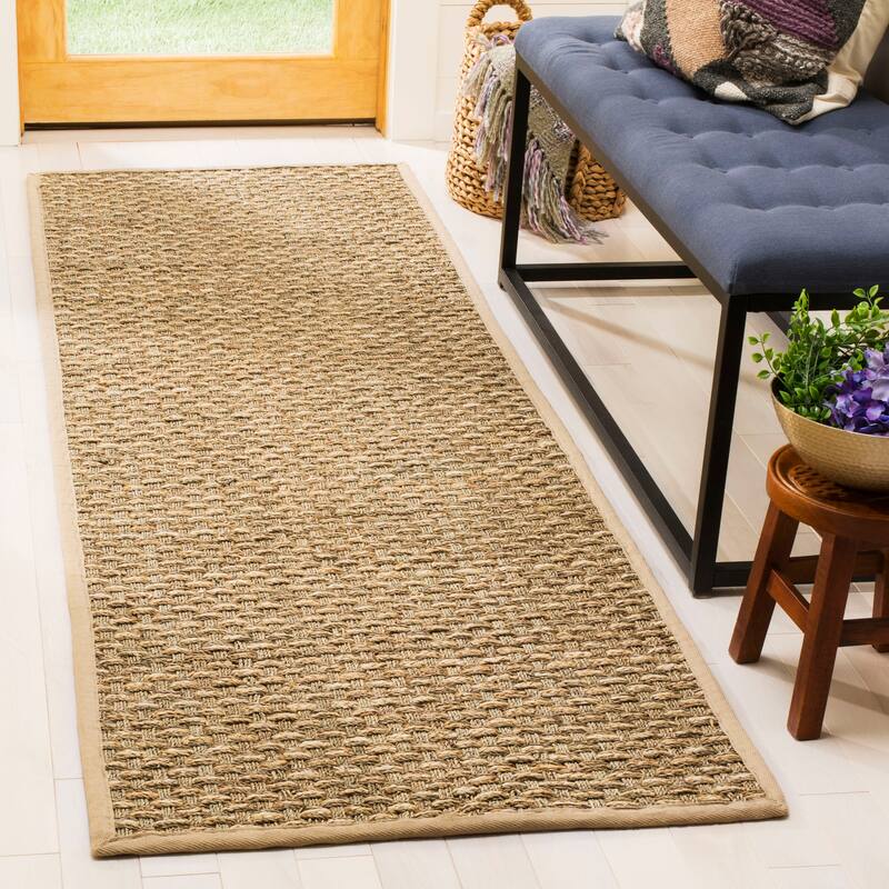 SAFAVIEH Stas Beige Seagrass Area Rug - 2'6" x 12' Runner - Natural/Beige