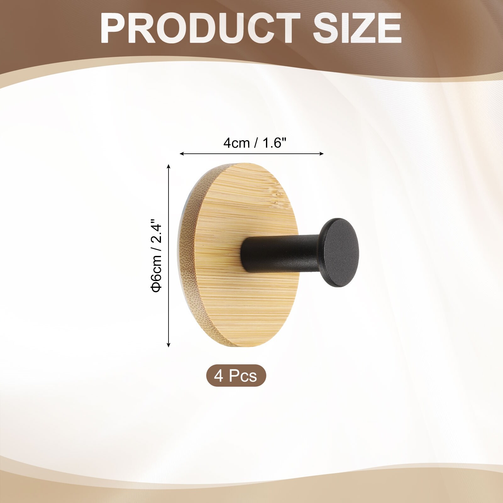 Wood Wall Self Adhesive Hooks Towel Hanger Bracket Heavy Duty Hook for Bedroom Kitchen Bathroom Coat Robe