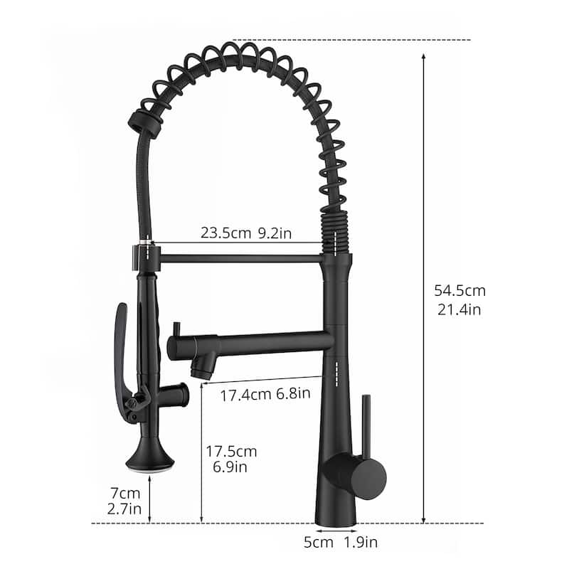 Heavy Duty Commercial Style Kitchen Sink Faucet, Single Handle Pre-Rinse Spring Sprayer Kitchen Faucets