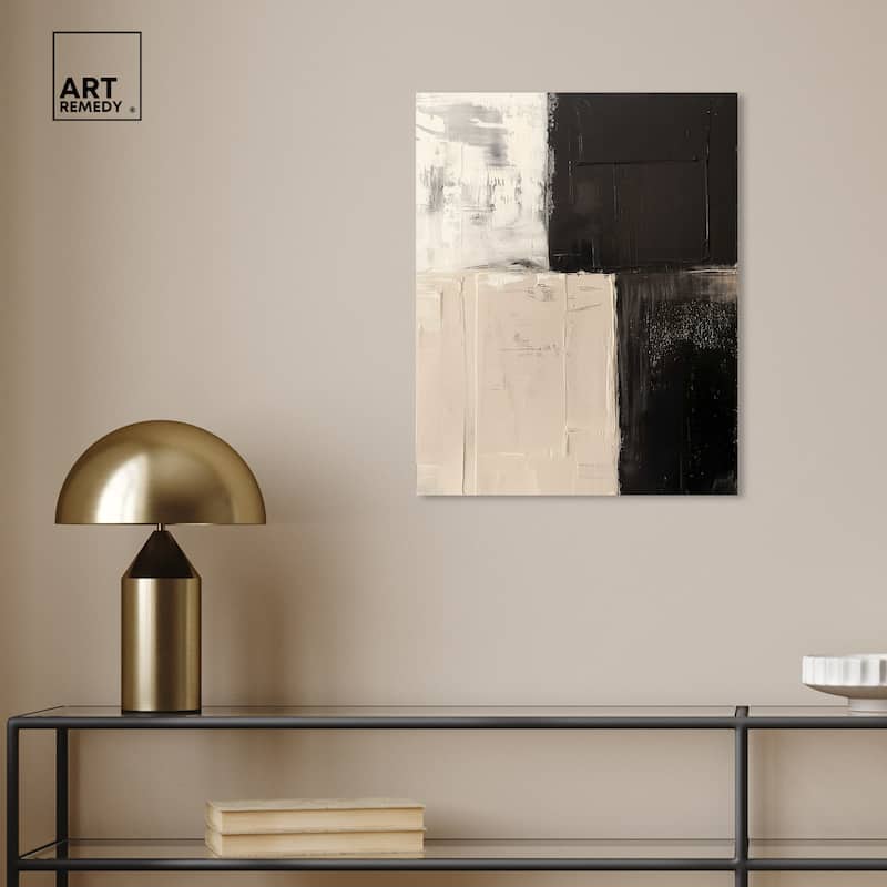 Art Remedy Checkered Gallery Wrapped Abstract Shapes 1 Piece Canvas Wall Art