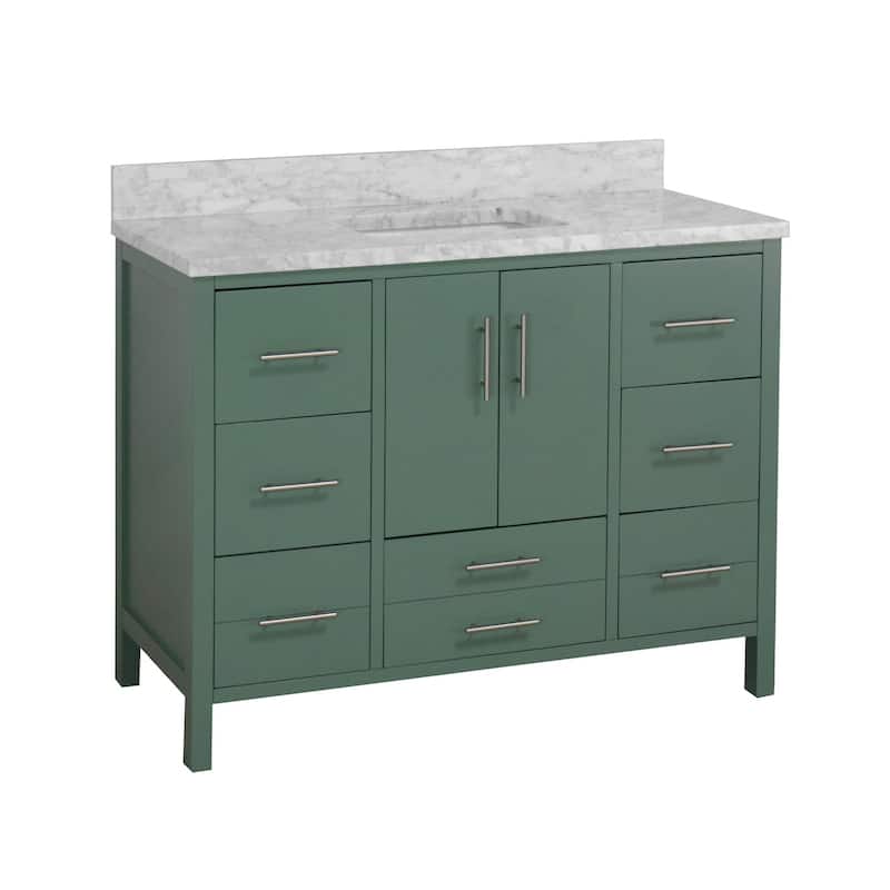 KitchenBathCollection California 48" Bathroom Vanity with Carrara Marble Top