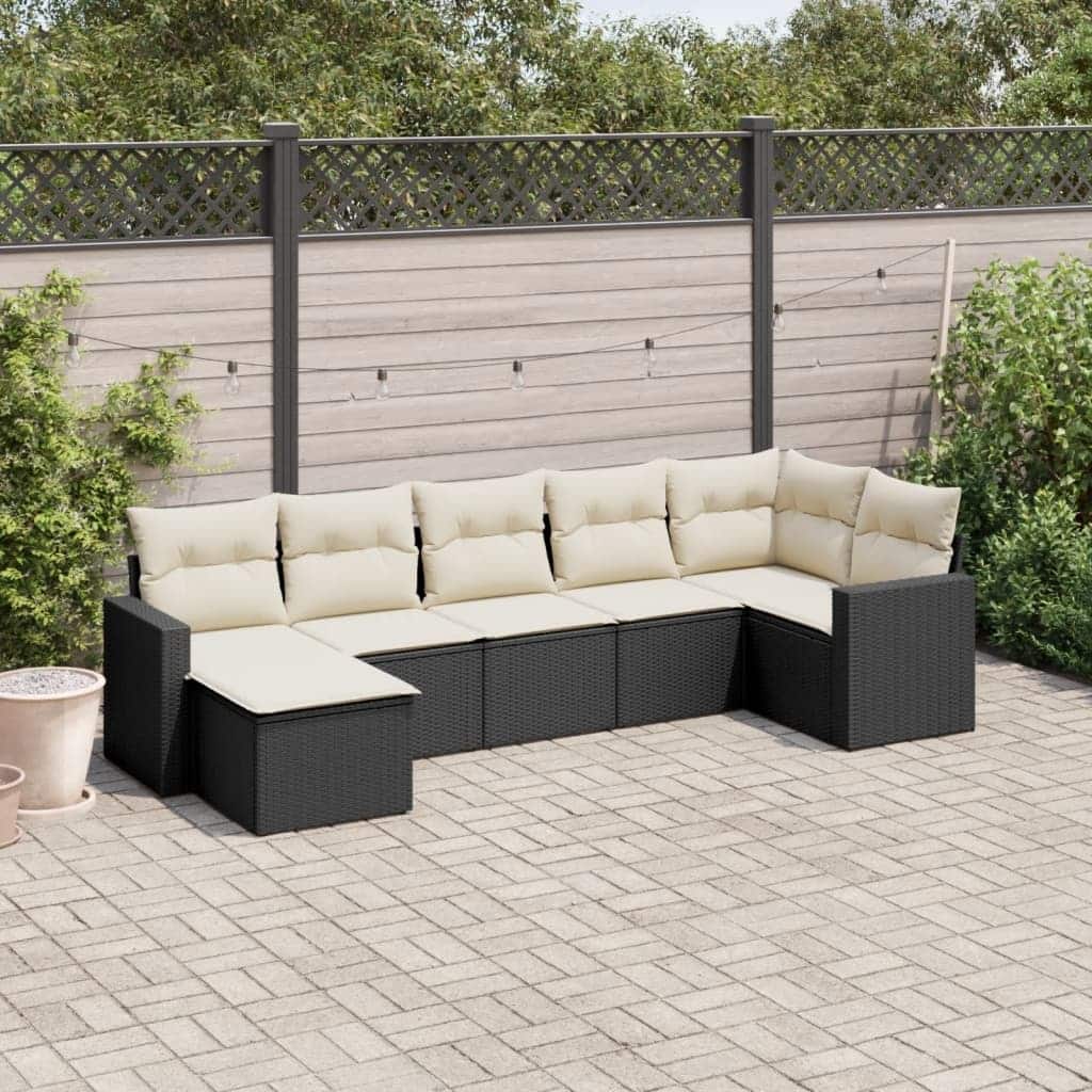 vidaXL Garden Sofa Set Black, Cream White - 21.7 x 21.7 x 14.6