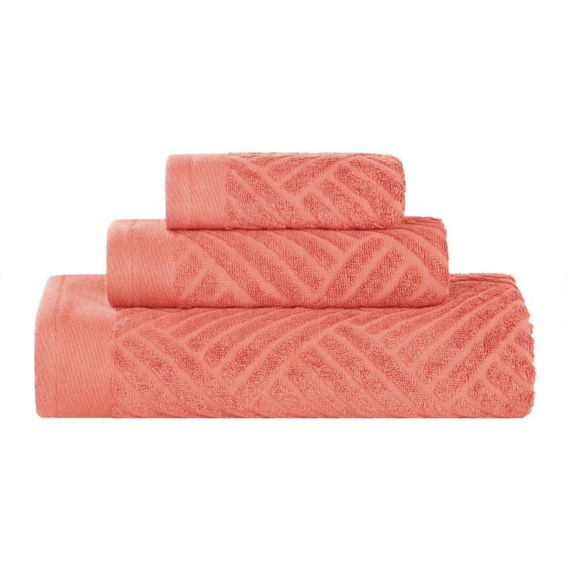 Superior Basketweave Egyptian Cotton Jacquard 3 Piece Assorted Towel Set