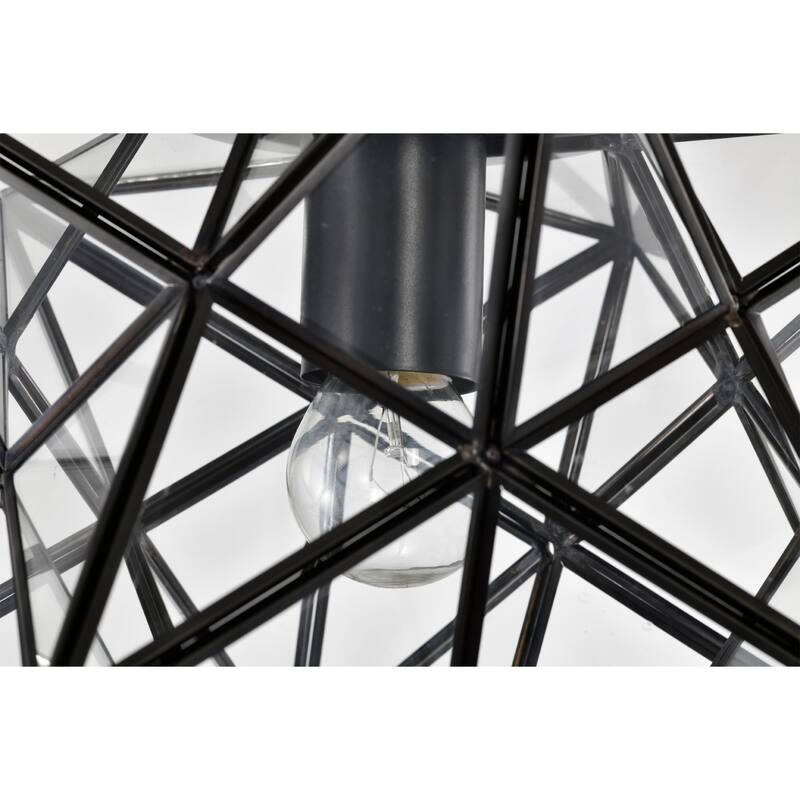 Matte Black Starburst Flushmount Ceiling Lamp with Glass Faces
