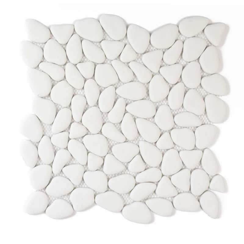Huron Rock 12x12 Matte Glass Pebble Mosaic Tile - Floor, Wall, Backsplash