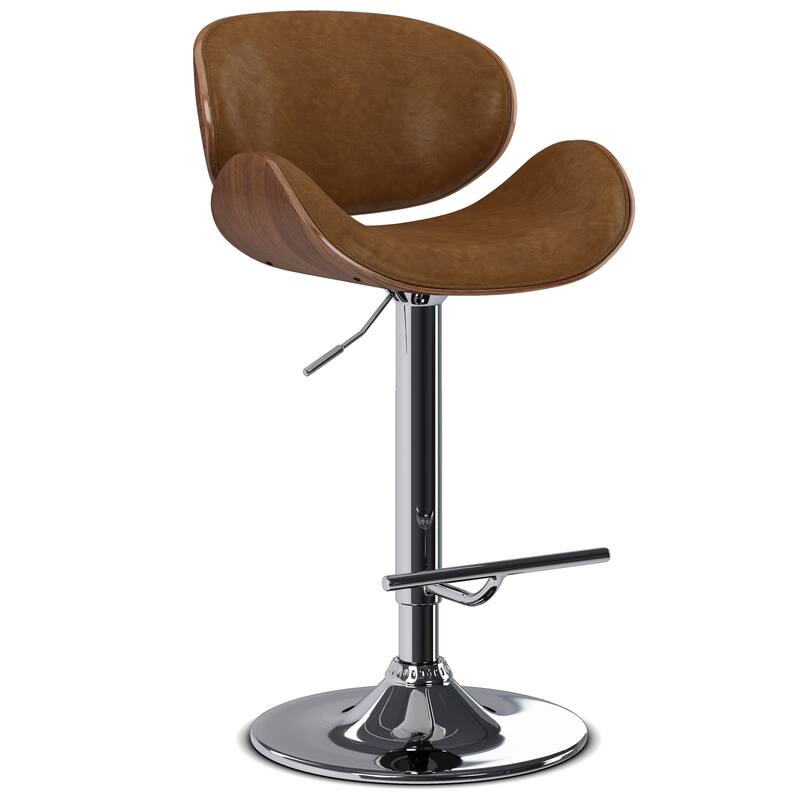 WYNDENHALL Avondale Mid Century Modern Bentwood Adjustable Swivel Bar Stool - 20.9 W x 20.5 D x 45.3 H