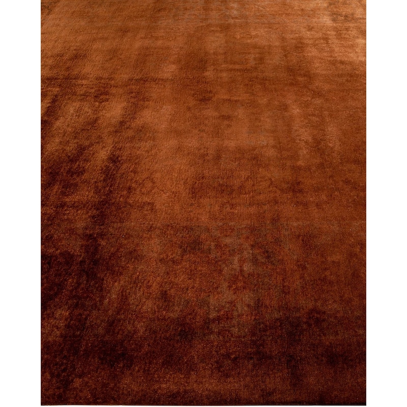 Overton Hand Knotted Wool Vintage Inspired Modern Contemporary Overdyed Brown Area Rug - 9' 3" x 12' 6"