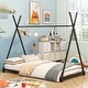 preview thumbnail 14 of 32, Twin Size Metal House Bed with Triangle Structure, Low Platform for Kids
