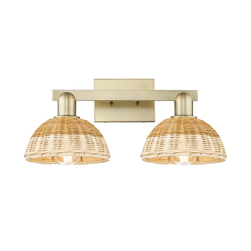 Innovations Lighting 716-2W-11-16 Natural Ballston Dome Vanity 2 - Antique Brass / Natural
