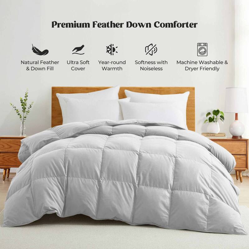 Medium Weight All Season White Goose Fiber Comforter Insert