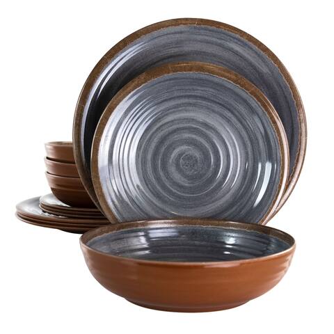 Elama Stone Oak 12 pc Lightweight Melamine Dinnerware Set