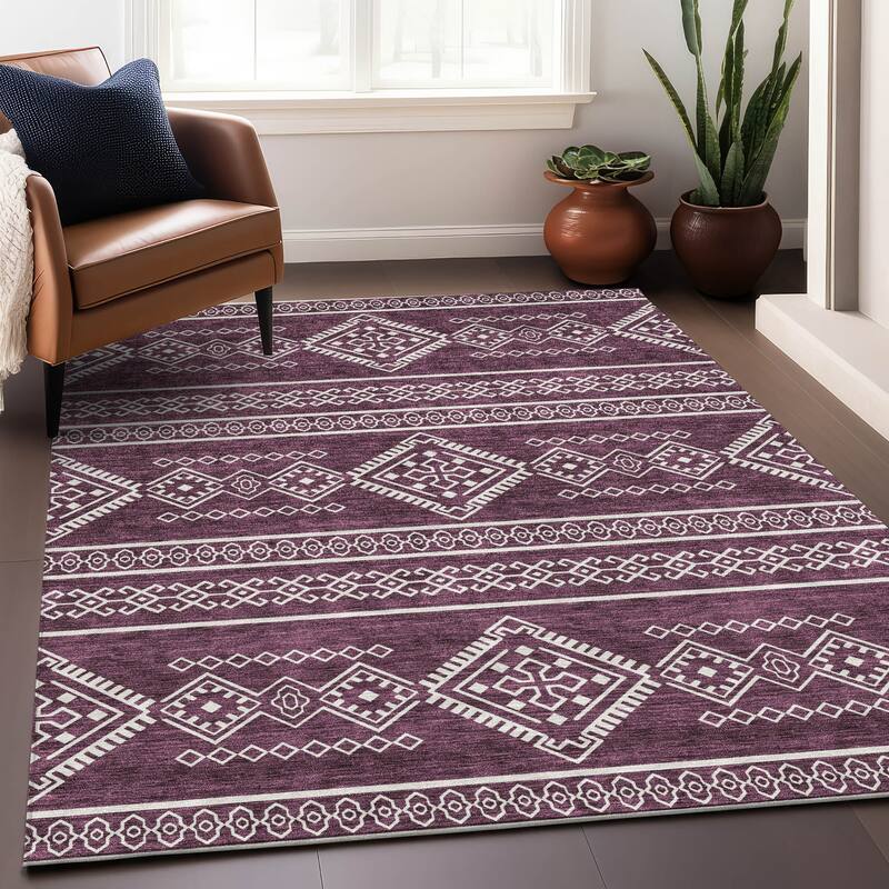 Premium Washable Super Soft Boho Globe Mayfield Rug - Eggplant - 10' x 14'