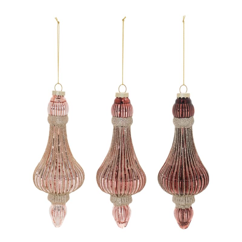 Ribbed Glass Drop Christmas Ornaments - 7.5" - Gold - 6ct